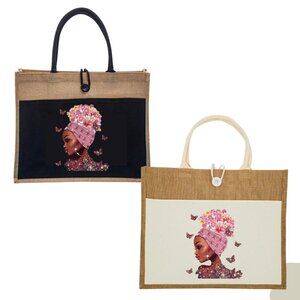 Custom Canvas Tote Bag, Large Size - Fashion Theme #6 - Cream Tote or Black Tote